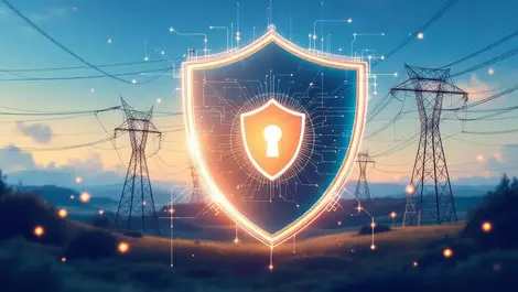 Electric power grid high voltage towers cables digital shield cybersecurity european landscape