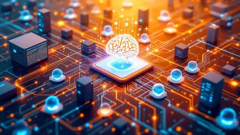 Interconnected data streams network hub ai brain enterprise live integration