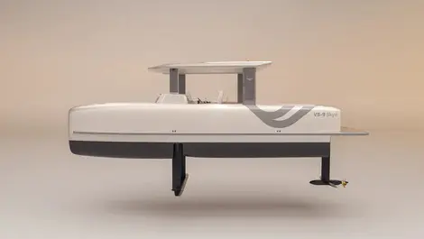 The vs 9 skye is a recreational variant of vessev s award winning  commercial grade vs 9 electric hydrofoiling catamaran